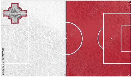 football field textured by malta national flag