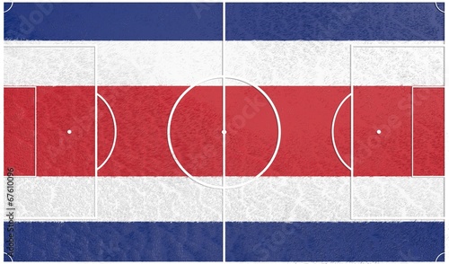 football field textured by costa rico national flag