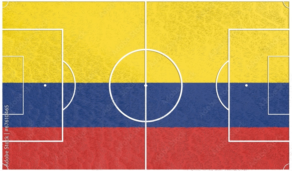 football field textured by colombia national flag