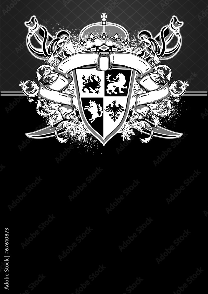 Fototapeta premium ornate frame with shield