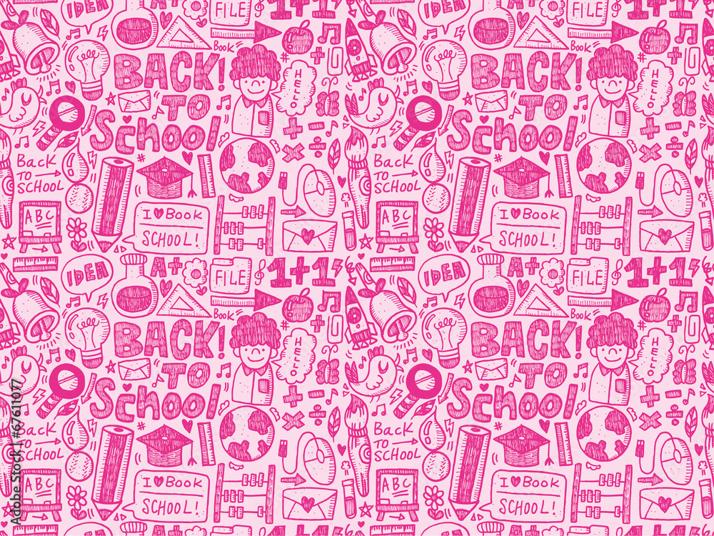 doodle back to school seamless pattern