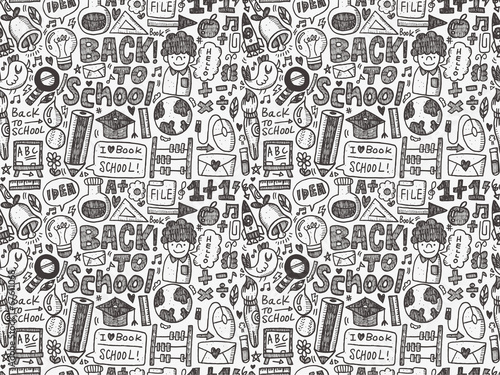 doodle back to school seamless pattern