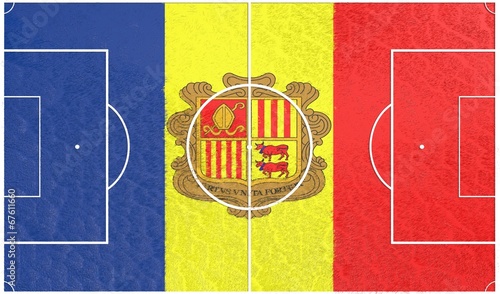football field textured by andorra national flag