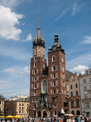 View of St.Mary's Basilica at Market Square ,Krakow
