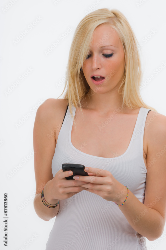 girl, texting with smart phone girl, texting with smart phone
