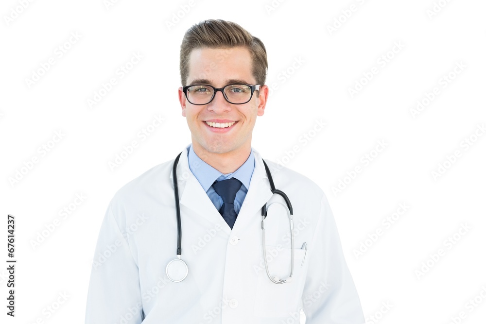 Handsome doctor smiling at camera
