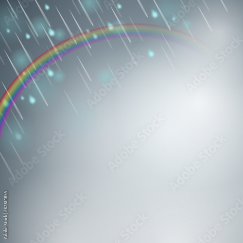 Hintergrund mit Regen und Regenbogen – quadratisch