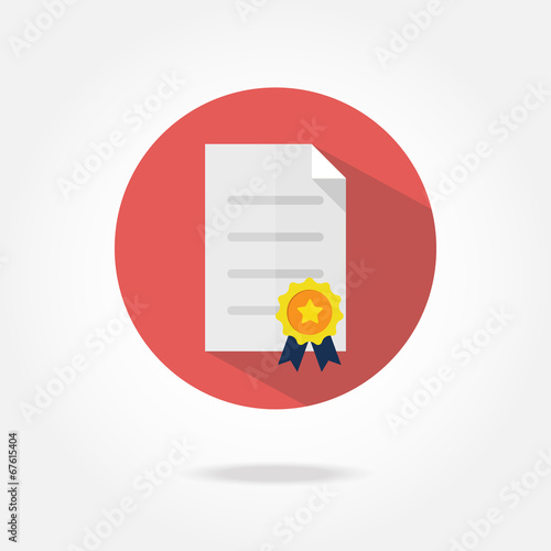 Flat certificate icon.