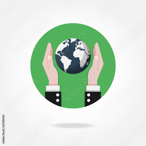 Vector earth icon. Ecology, world, business concept.