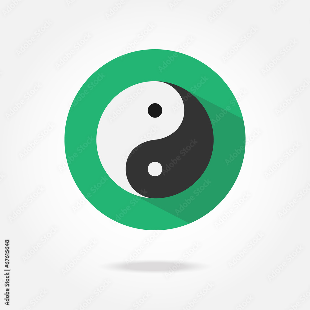 Flat yin yang icon.
