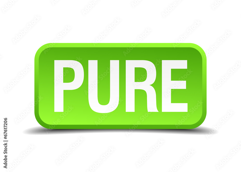 Pure green 3d realistic square isolated button Pure green 3d realistic square isolated button