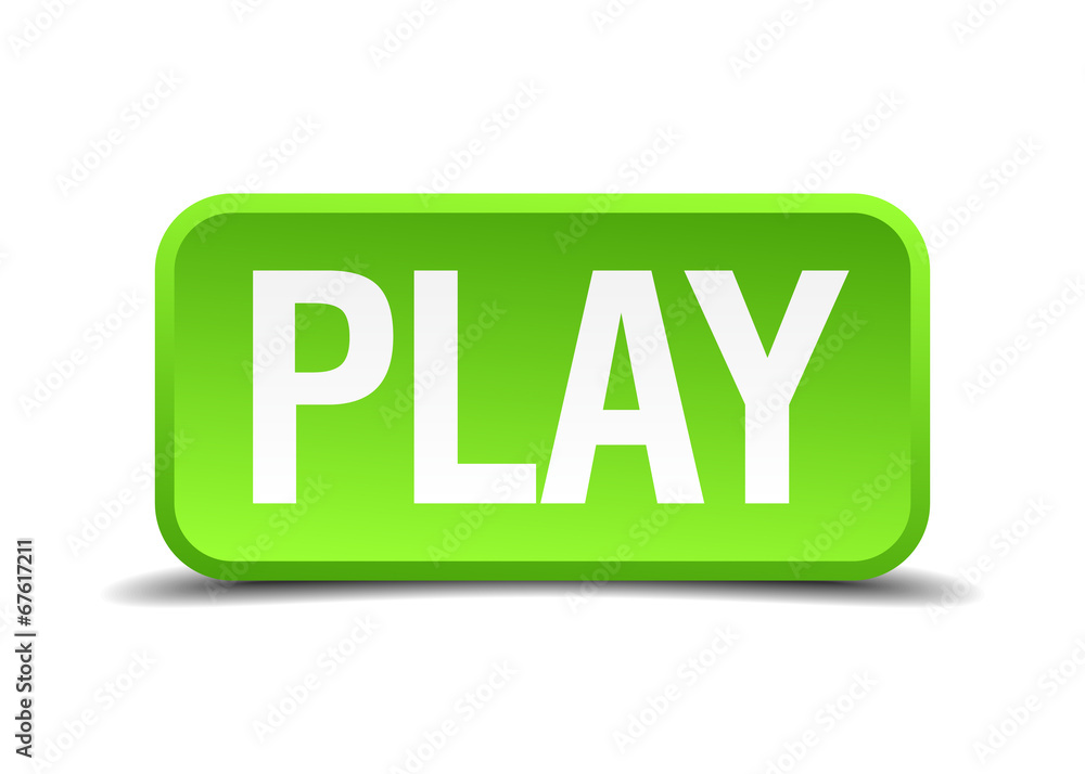 Play green 3d realistic square isolated button Play green 3d realistic square isolated button