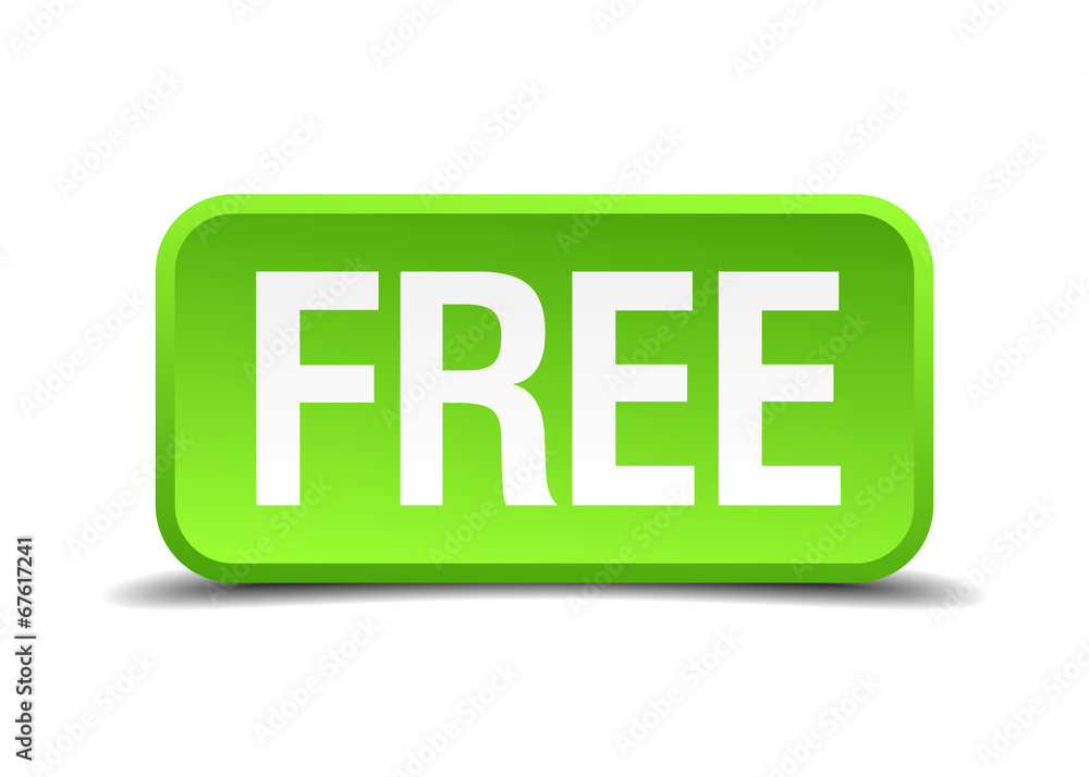 Free green 3d realistic square isolated button Free green 3d realistic square isolated button