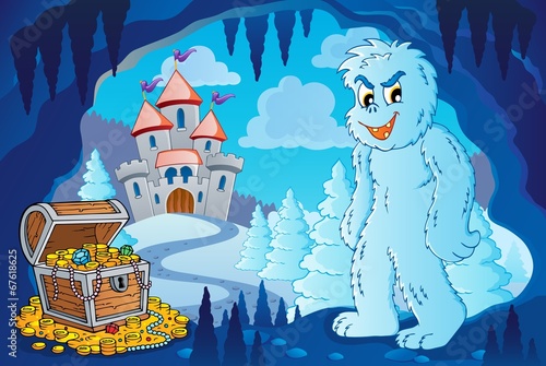 Winter cave with yeti