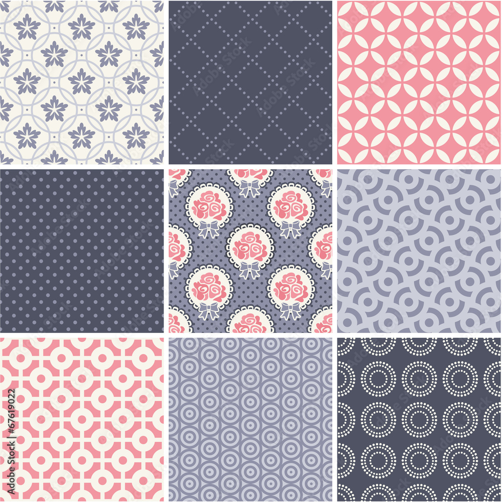 Seamless patterns set - simple wedding theme Seamless patterns set - simple wedding theme