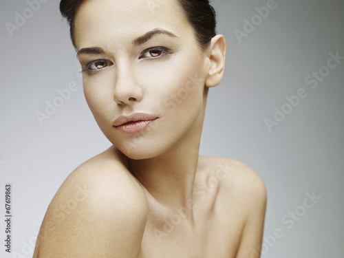 Beautiful face of a young caucasian woman