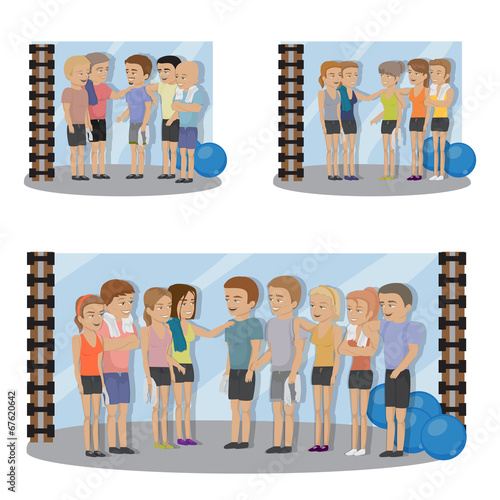 Group Of People At The Gym Set - Isolated On White