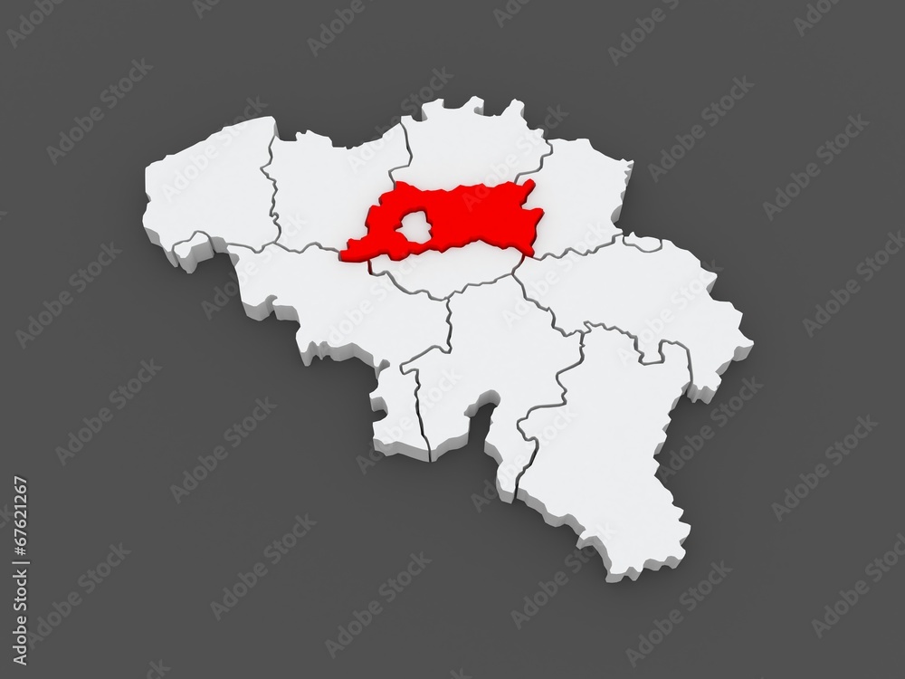 Map of Flemish Brabant. Belgium.