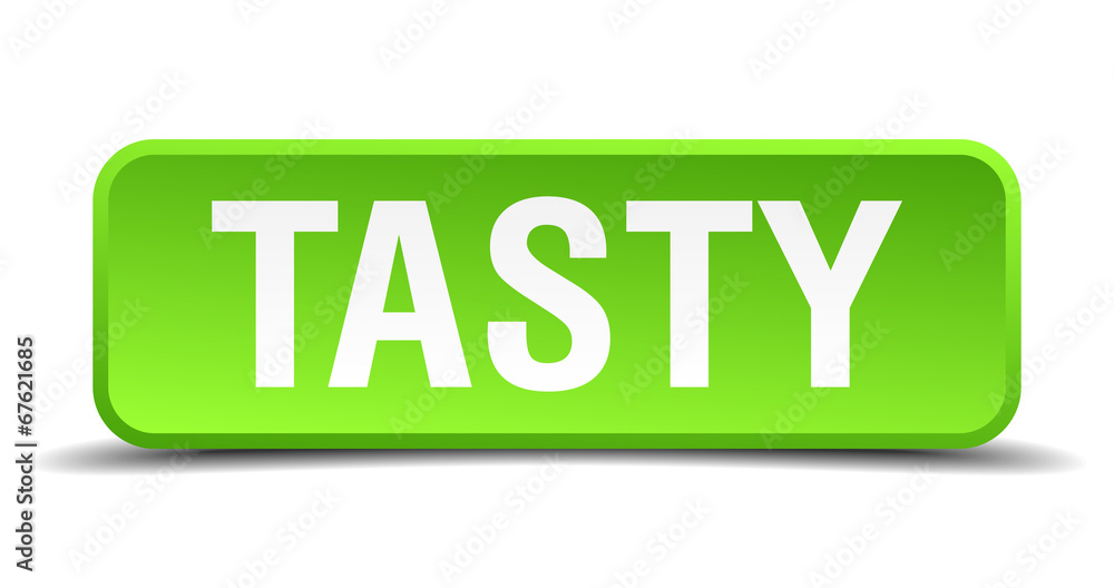 Tasty green 3d realistic square isolated button Tasty green 3d realistic square isolated button