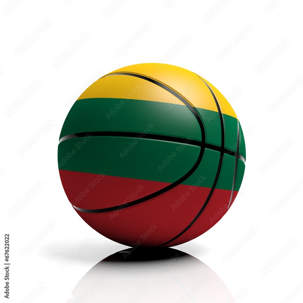 Fototapeta premium Basketball ball flag of Lithuania isolated on white background