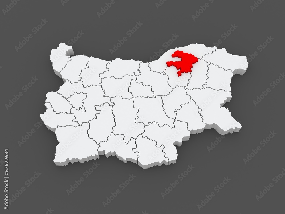 Map of Razgrad region. Bulgaria.
