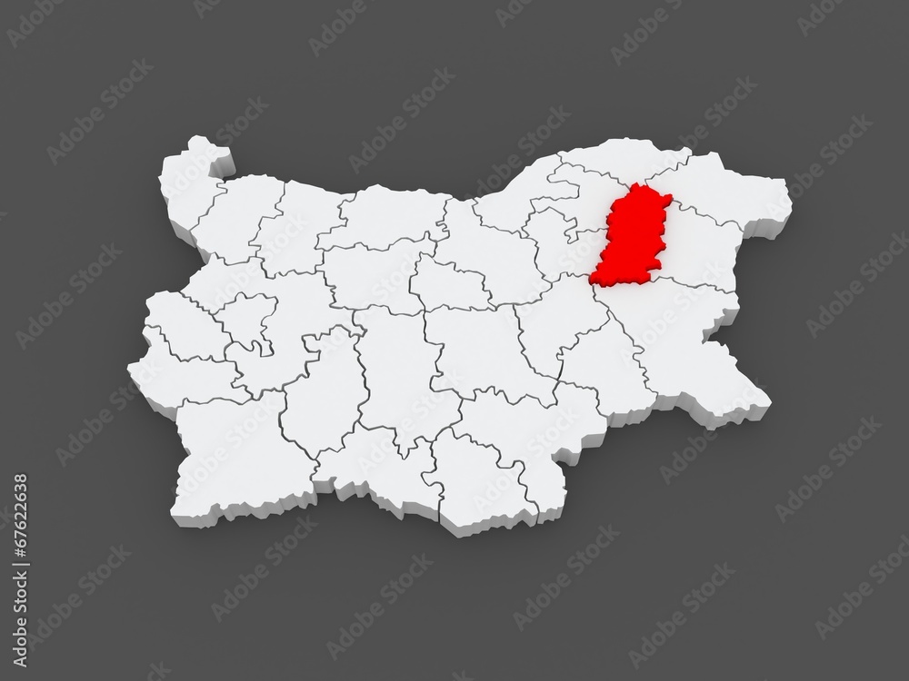 Map of Shumen Province. Bulgaria.