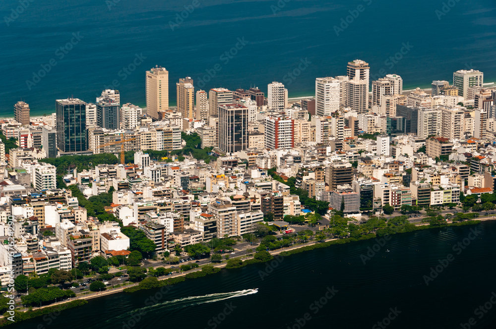 Ipanema District in Rio de Janeiro between Ocean and Lake