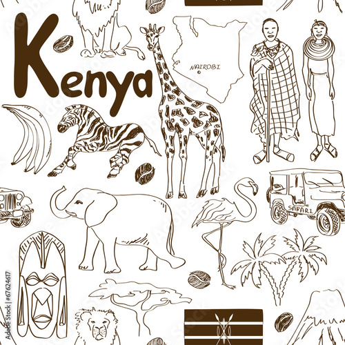 Sketch Kenya seamless pattern