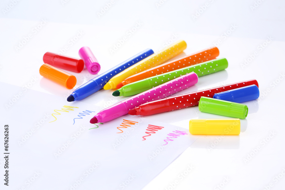 Fototapeta premium Bright markers isolated on white