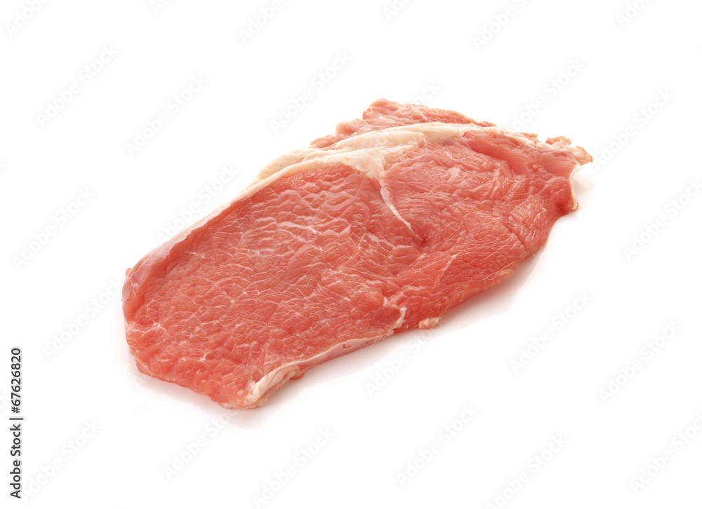 close up pork chop on white background