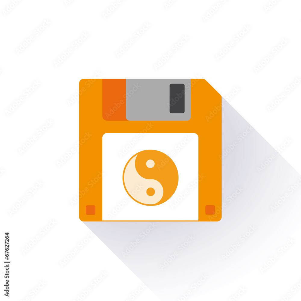 Floppy disk with a ying yang Floppy disk with a ying yang