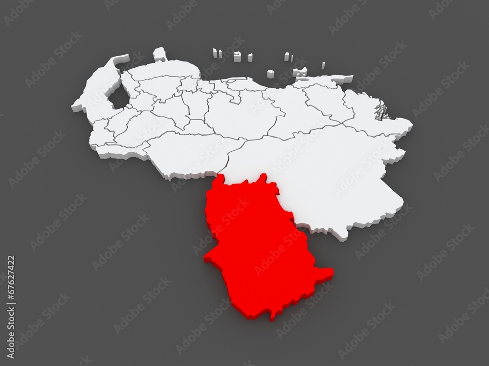 Map of Amazonas. Venezuela.