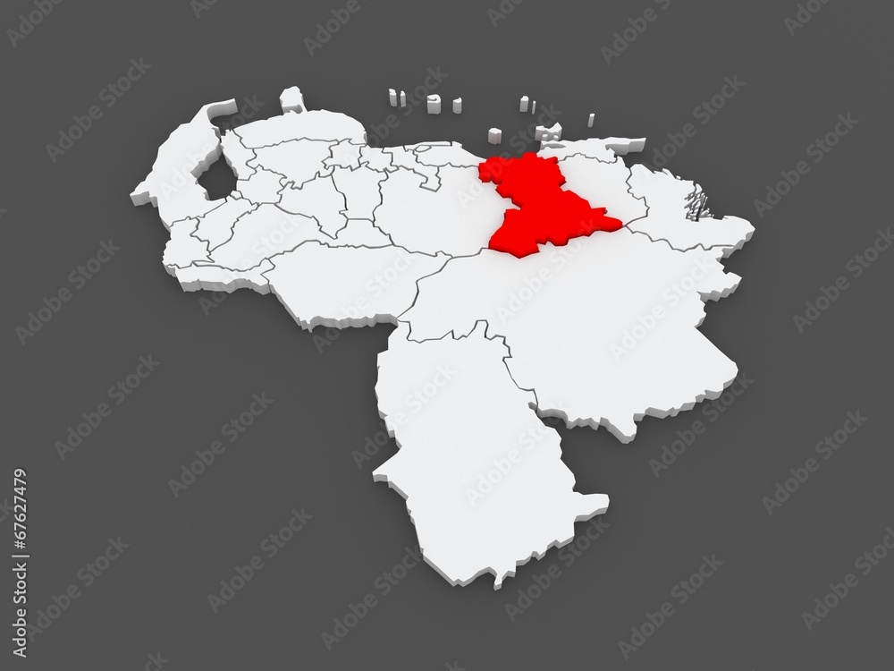 Map of Anzoategui. Venezuela.