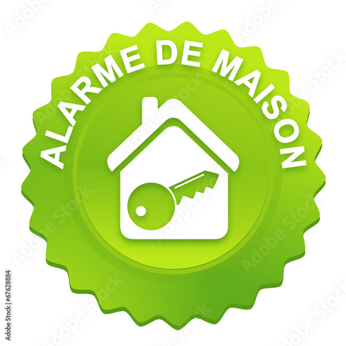 alarme de maison sur bouton web denté vert