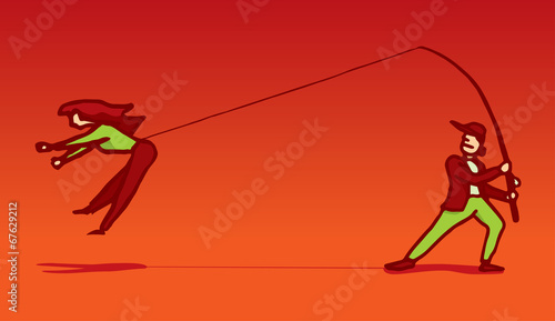 Man fishing a woman