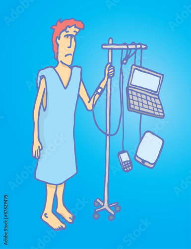 Guy hooked on technology or internet addiction