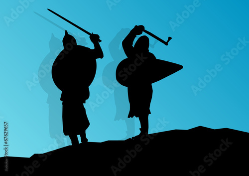 Medieval knight, warrior fight vector background