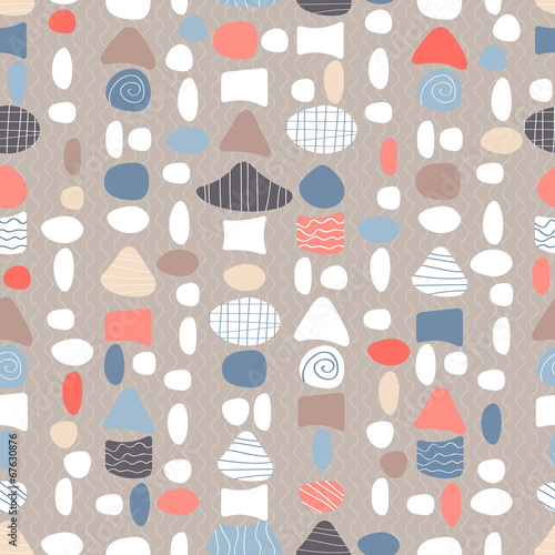 seamless pattern with sea shells and stones