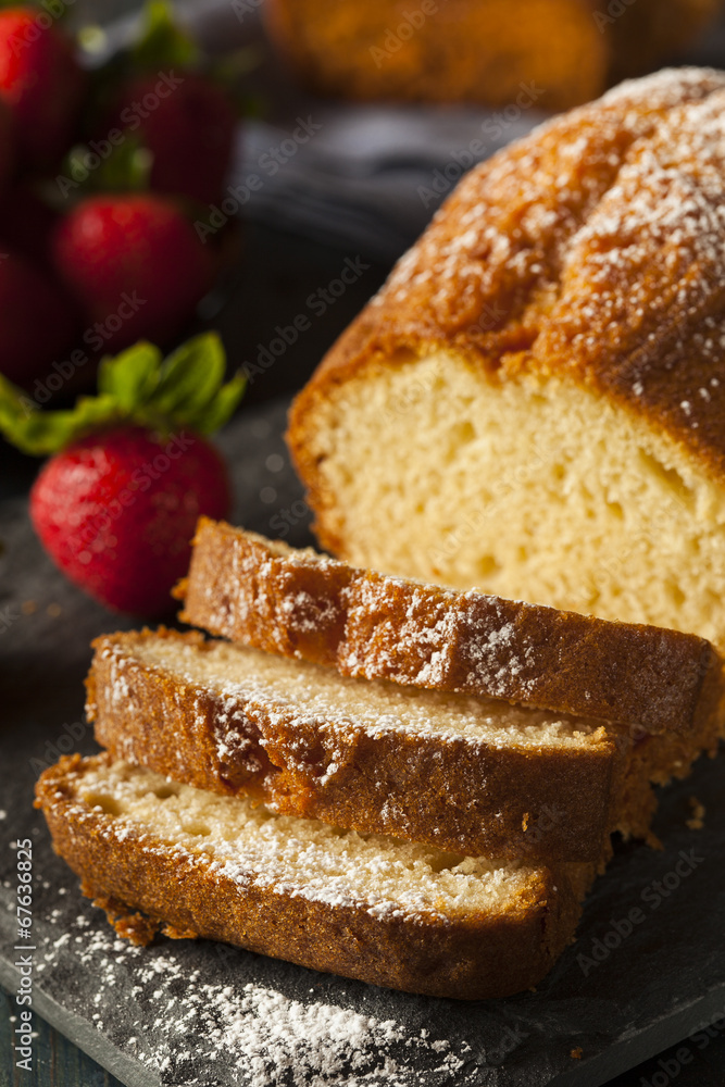 Homemade Pound Cake with Strawberries