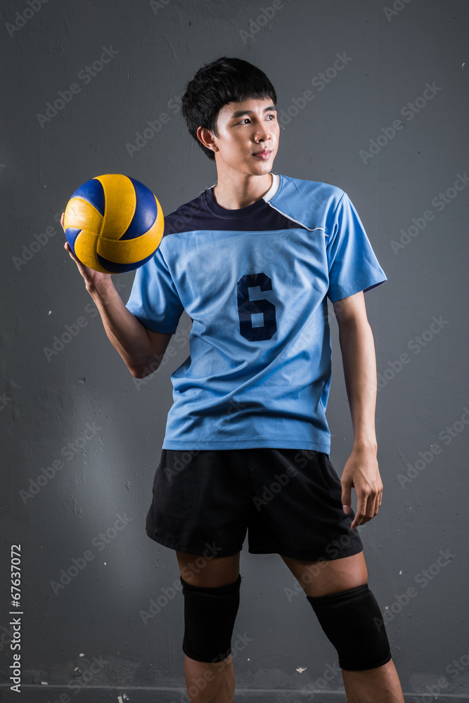 Asian volleyball athlete in action