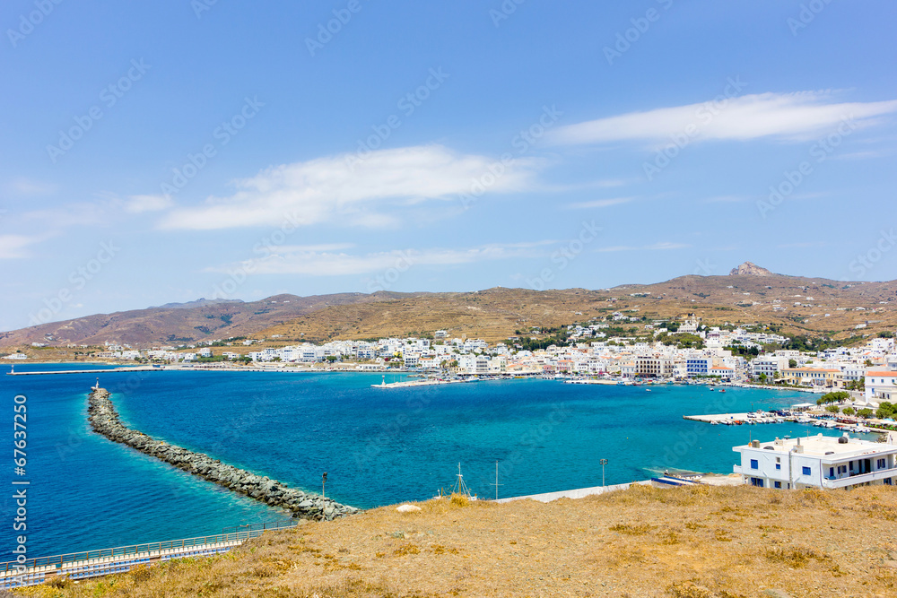 aerial view of port in Tinos Island,Greece