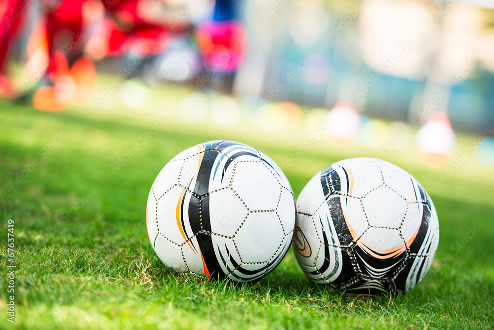 Fototapeta premium Soccer ball in court