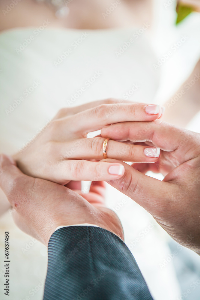 Hands of the groom and bride with wedding rings Hands of the groom and bride with wedding rings