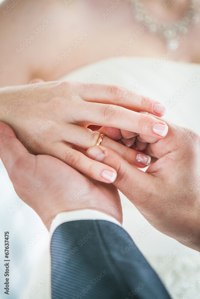 Hands of the groom and bride with wedding rings Hands of the groom and bride with wedding rings
