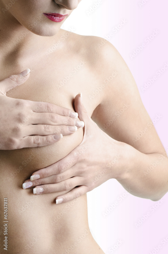 Female controlling breast for cancer