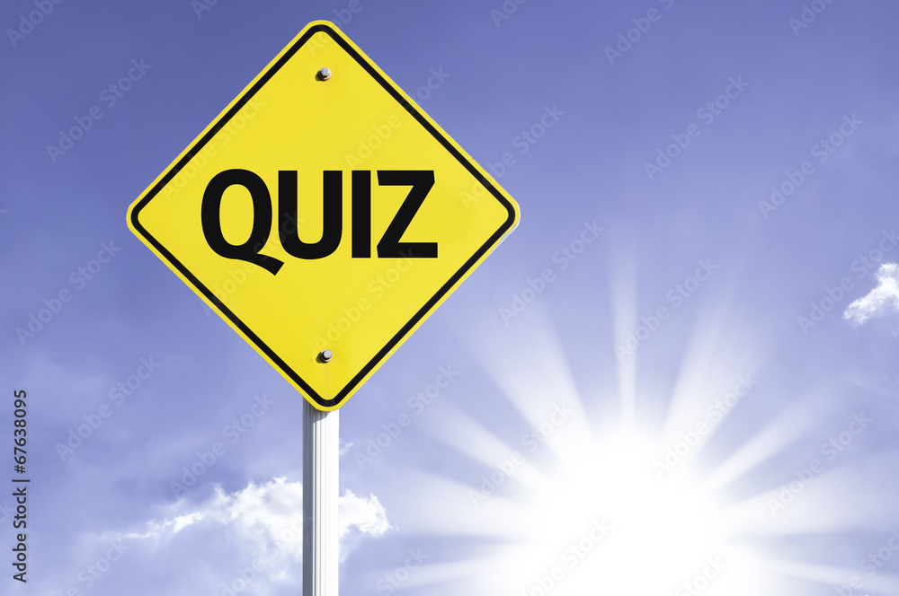 Quiz road sign with sun background Quiz road sign with sun background