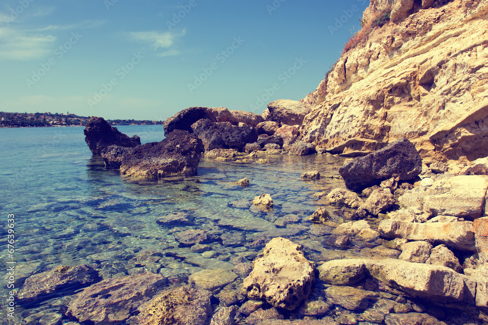 rocky beach, Crete, Greece rocky beach, Crete, Greece