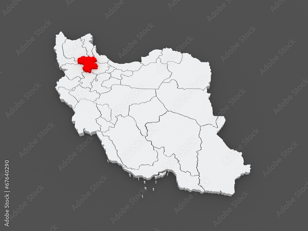 Map of Zanjan. Iran.
