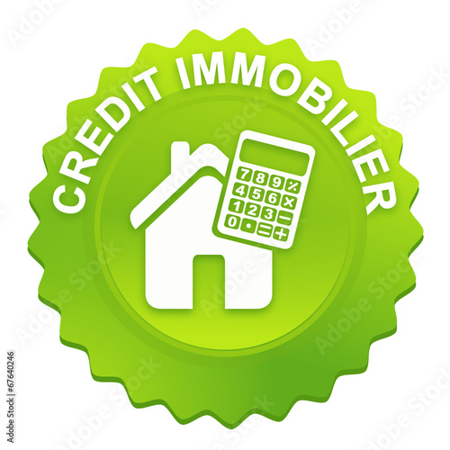 crédit immobilier sur bouton web denté vert