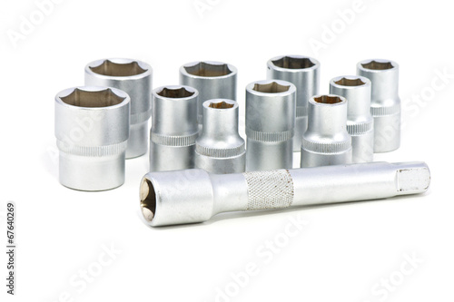 Torx Socket set for spanner on white background photo